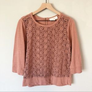 LOFT | Peach Lace Sweater Top